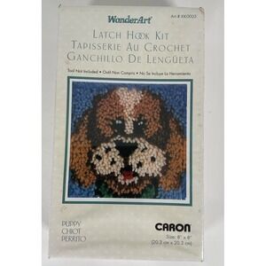 NIP Sealed WonderArt‎ KK0005 Caron Puppy Latch Hook Kit 8" X 8"